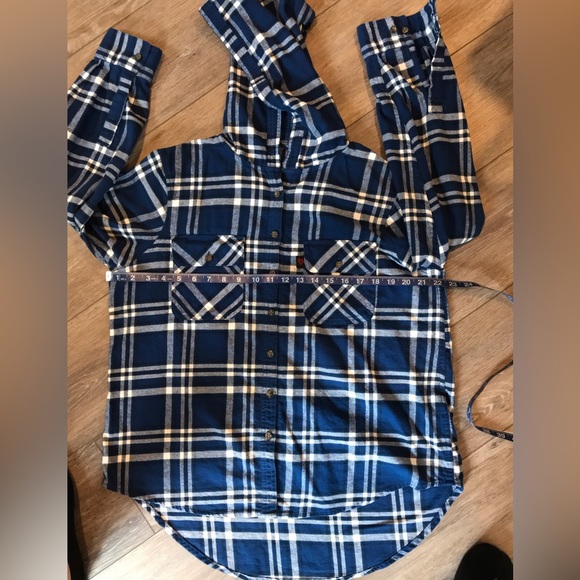 Body10Der❤️ Fleece Plaid Hoodie Button Down Womens Shirt - Picture 5 of 7